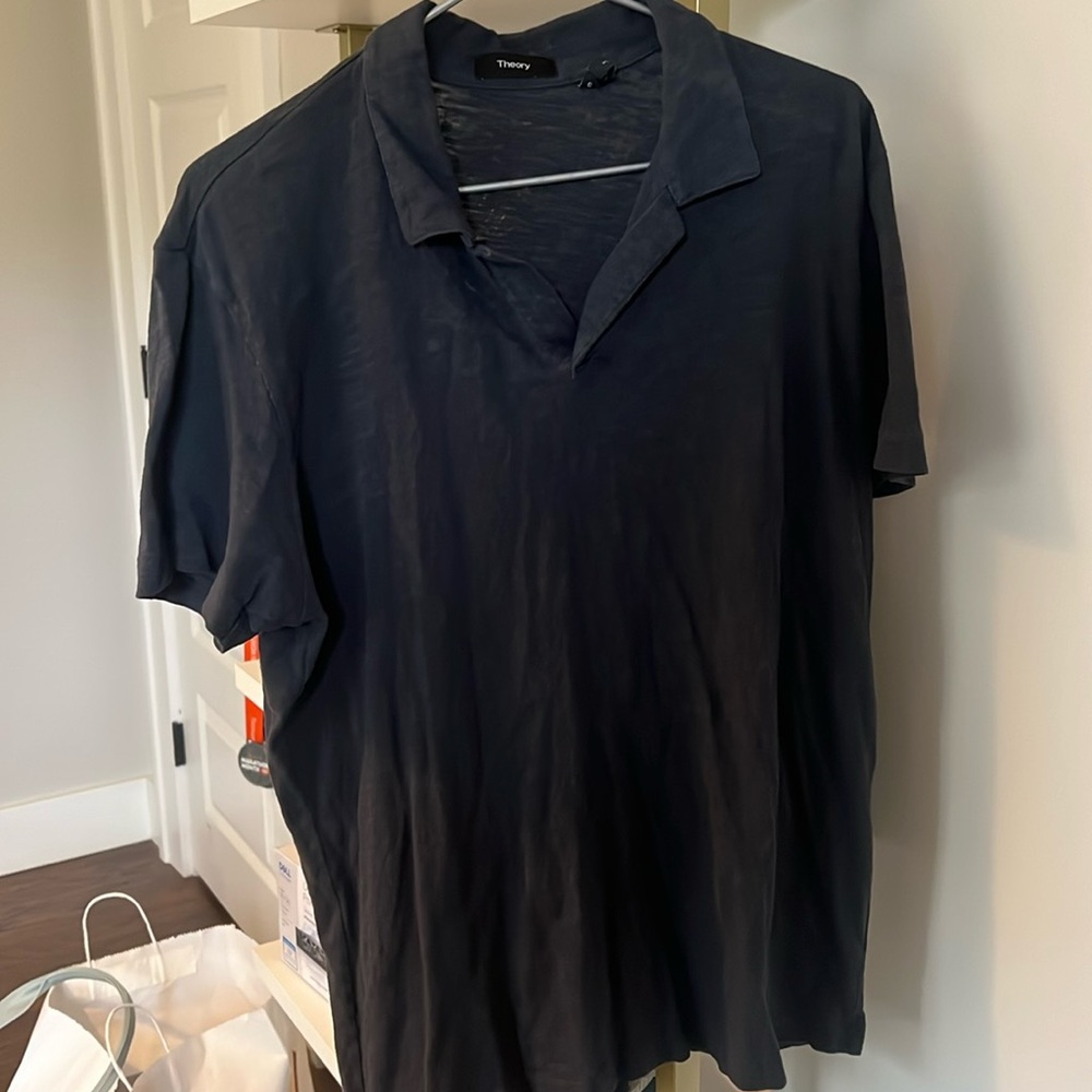 Dark gray blue theory polo men’s large